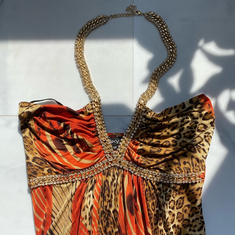 vintage mini dress w gold chain detail - Picture 7 of 7